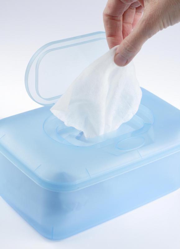 A cell phone may be cleaned using a disinfecting wipe.