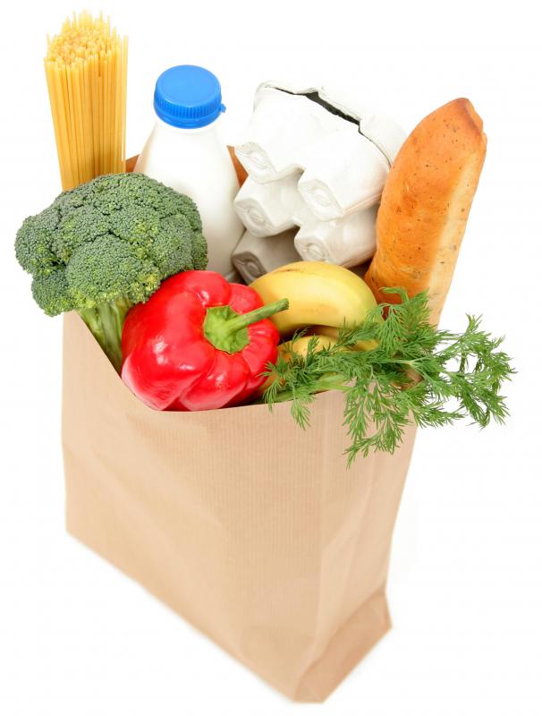 Groceries bought with electronic coupons.