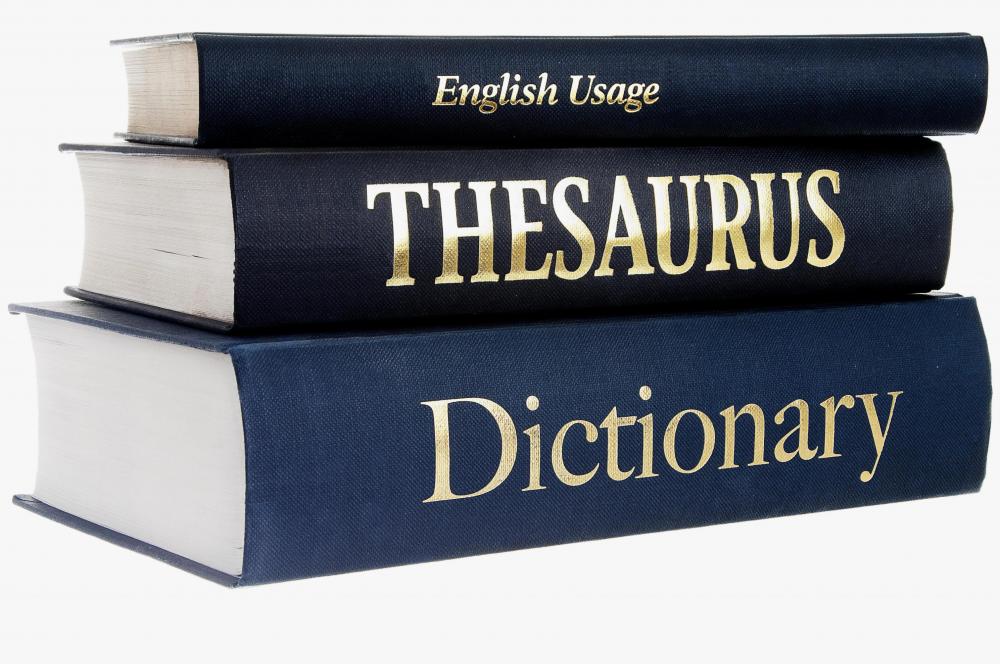 A dictionary, a thesaurus, and a book on English usage.