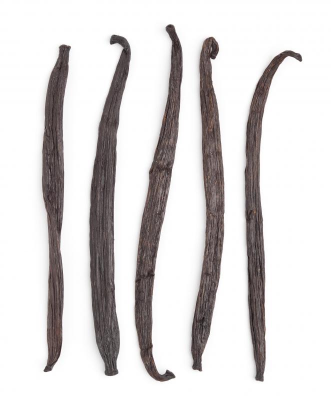 Dried vanilla beans. Classic vanilla ice cream is often made with vanilla pods.