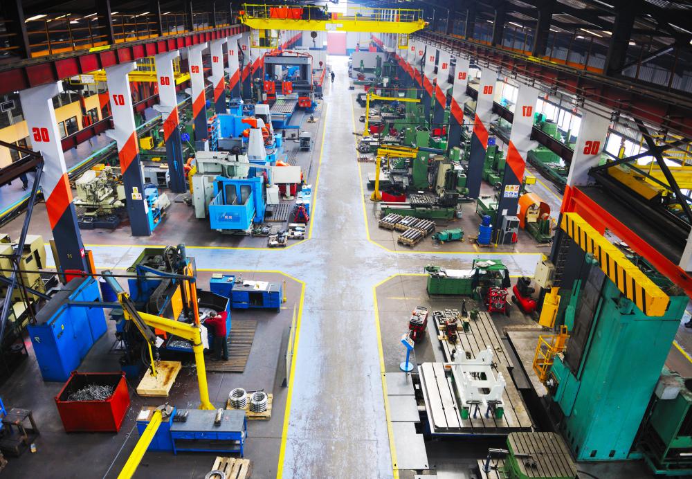 A large factory may have several fire alarm pull stations strategically placed throughout the facility.