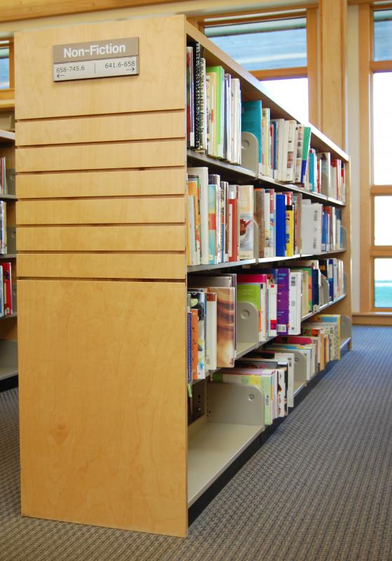 Books categorized using the Dewey Decimal System, which is a type of information architecture.