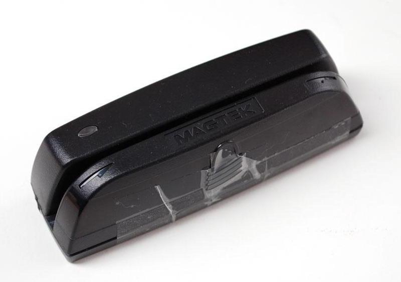 Magnetic card readers can be connected to a computer with a keyboard wedge.