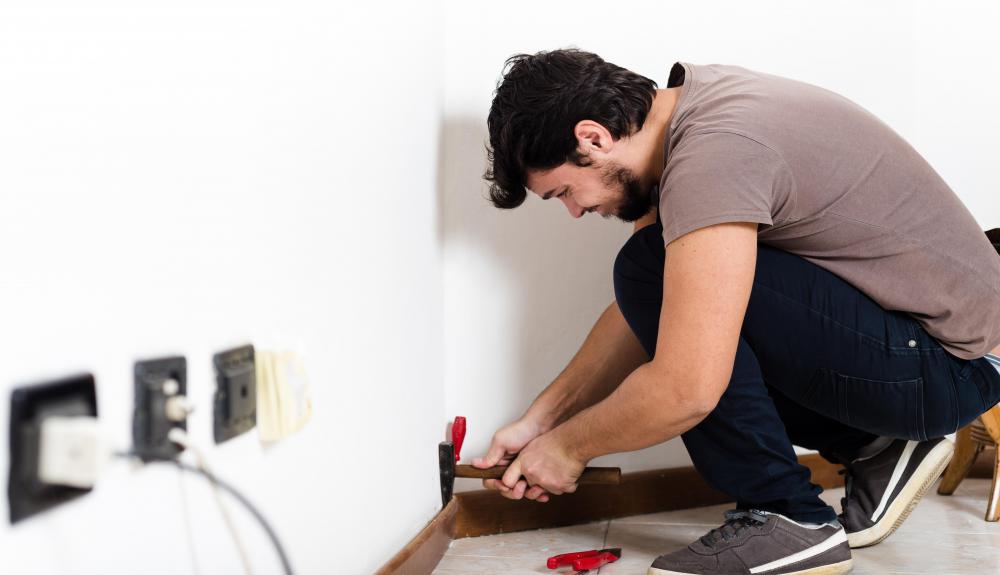 When installing baseboards, a miter saw is perfect for cutting the proper angle when framing corners.