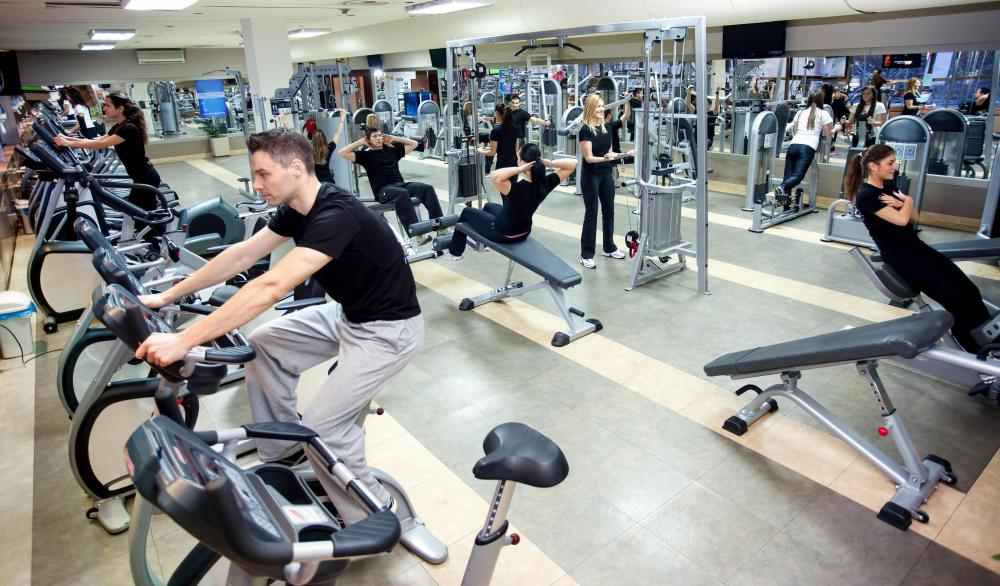 A sport watch may be used to time circuit training in the gym.