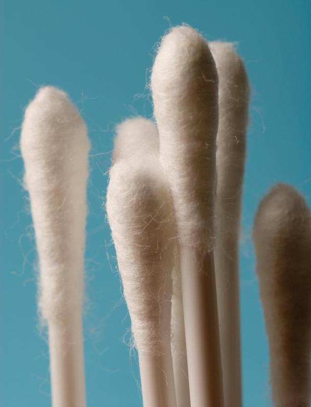 Cotton swabs may be used to soak up water from a cell phone that has been dropped in water.