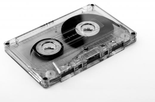 A standard audio cassette tape.