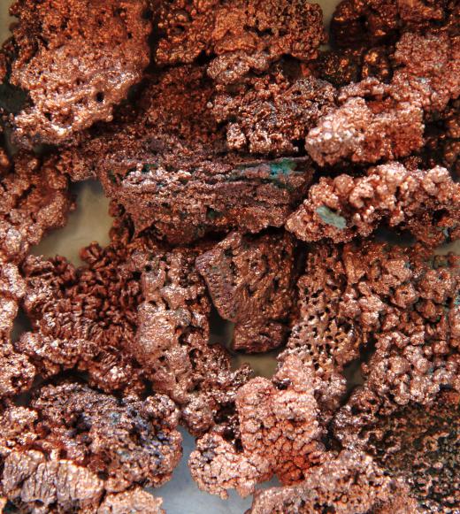 A copper anode is made from pulverizing a copper ore called chalcopyrite and mixing it with water, pine oil and a salt used to make the mixture water-repelling called amyl xanthate.