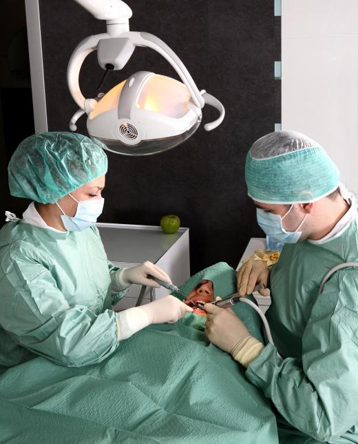 An intraoral camera may be used to take pictures of a patient's mouth during maxillofacial surgery.