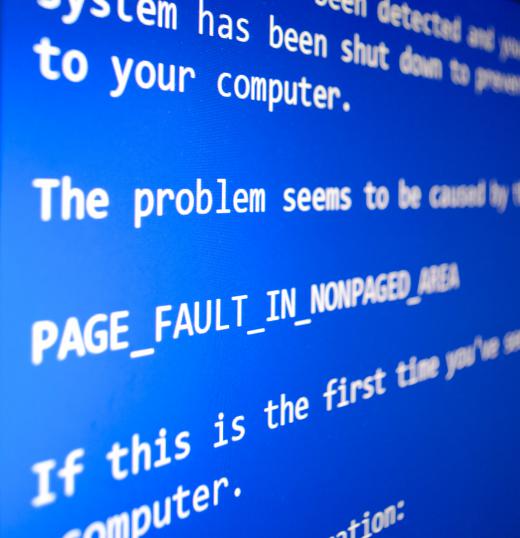 The blue screen of death, or blue error screen, often indicates a major software failure within the Windows operating system.