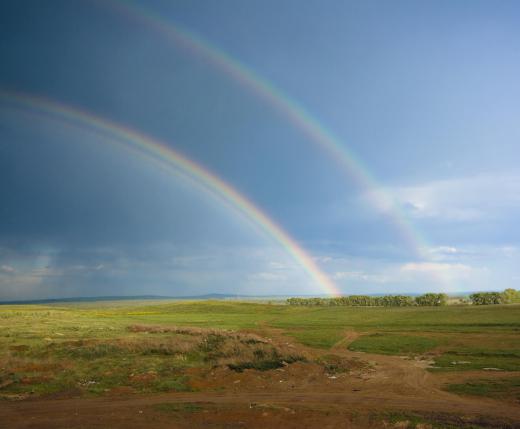 Visible light has a range of wavelengths that are manifested in the seven colors of the rainbow.