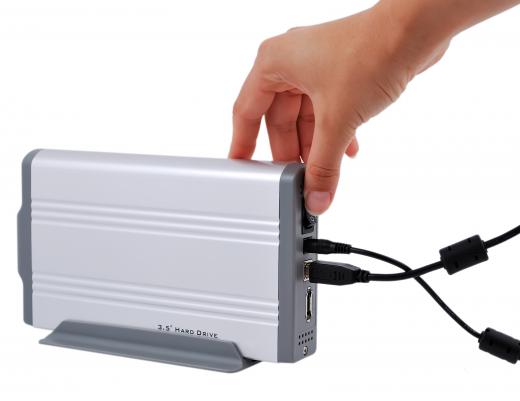 An external hard drive can be used for backup.