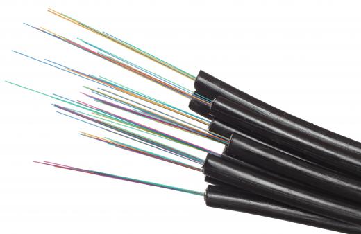 Clear fiber optic cables are connected to the lens of a Fiberscope.