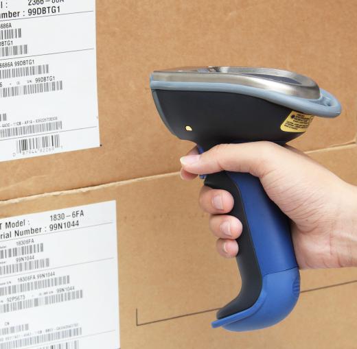 Handheld laser barcode scanner.