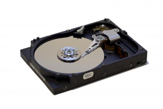 A hard disk drive can be used for mass data storage.