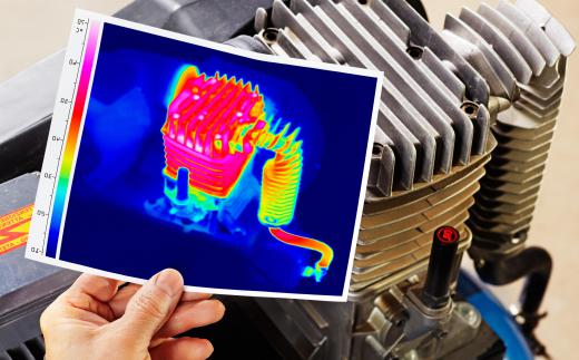 An example of thermal imaging, where the temperature of the object was captured with a special camera and represented with color in a photograph.