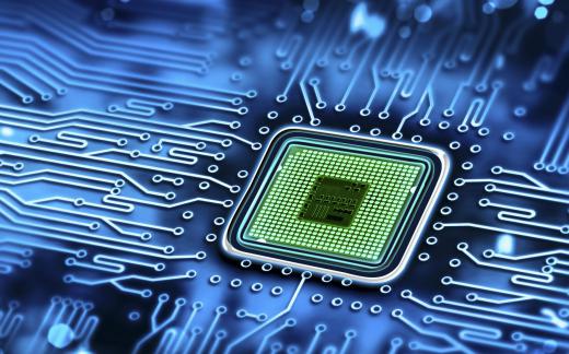 A simple digital integrated circuit can be seen in the form of a microchip.