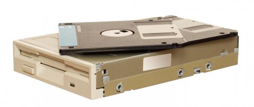 A floppy drive reads removable disks that are 1.44 megabytes in capacity.