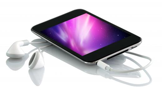 iPod Touch with headphones.