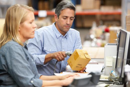 A supply chain manager may use automated software and a barcode scanner to track stock and place orders when needed.