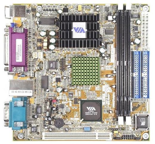 A computer motherboard.