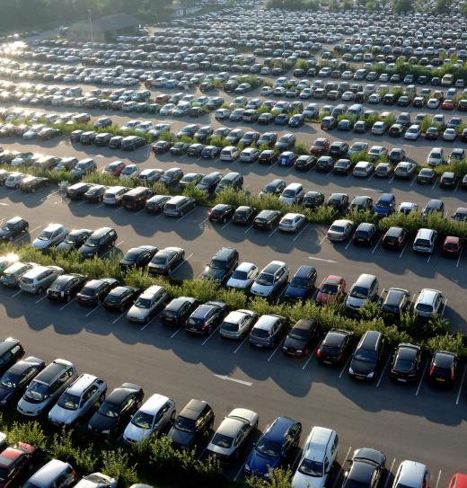 Parking lots often use surveillance to deter crime.