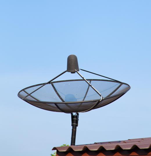 The parabolic antenna design may be featured on house rooftops to aid in satellite TV reception.