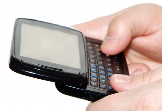 A person sending an SMS message.