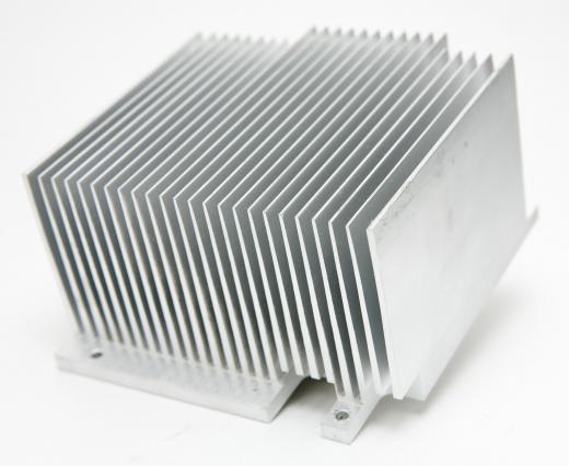 A computer fan might be used to push air across a heat sink.