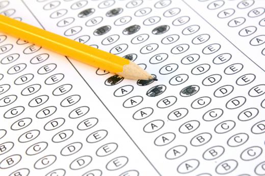 An optical answer sheet for a multiple choice standardized test.