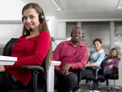 Many call centers provide headsets for their employees so their hands are free to type and utilize the computer in front of them.