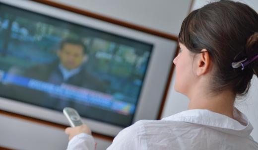 A video transmitter picks up a signal and delivers it to a screen, such as a television set.